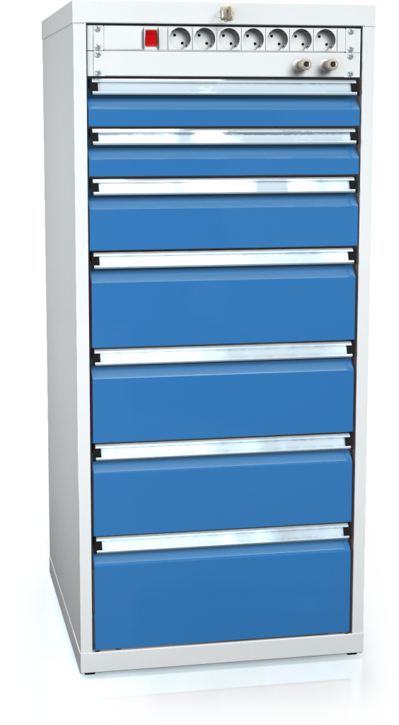Cabinets for workbenches 1240 x 555 x 600 - 7x drawers-electro-air